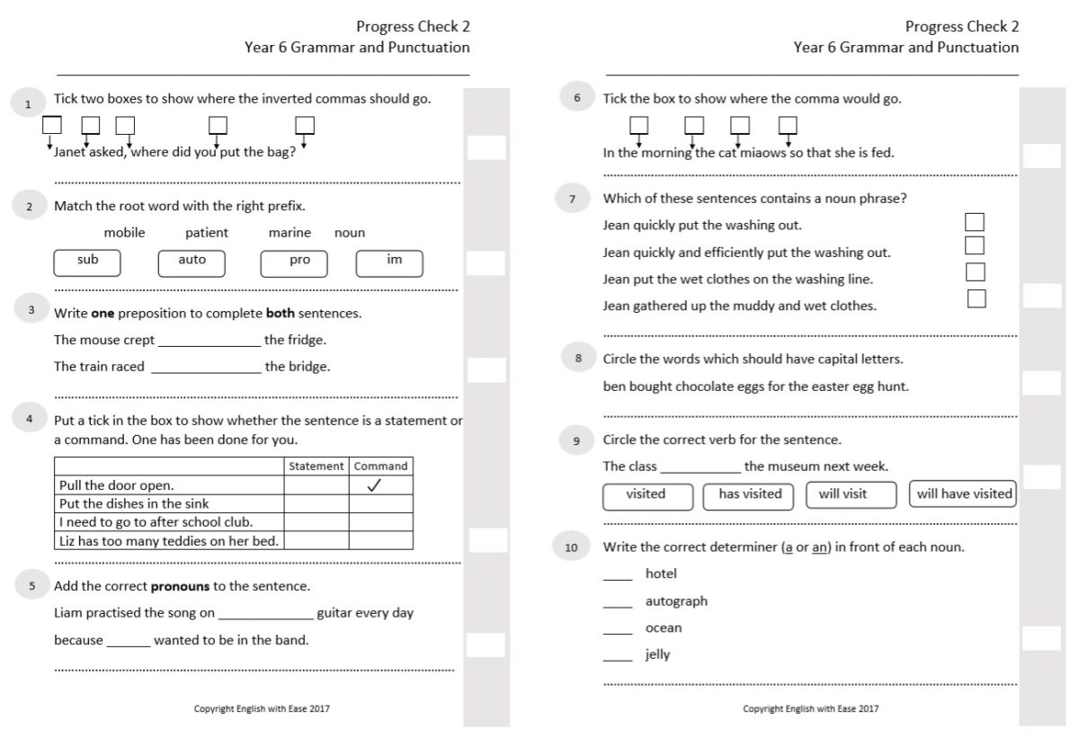 year 6 post sats homework