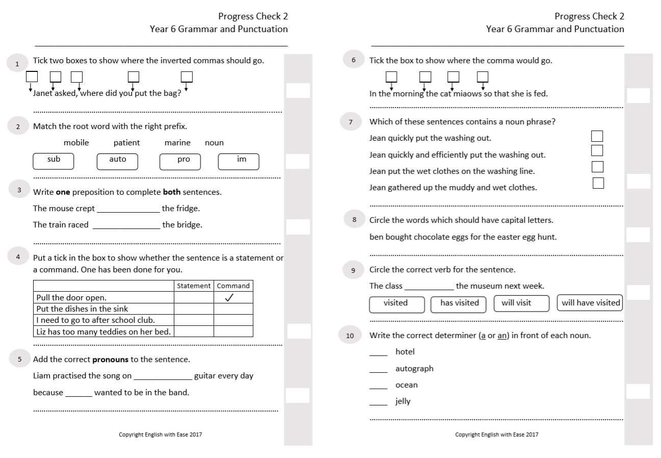 grammar homework y6